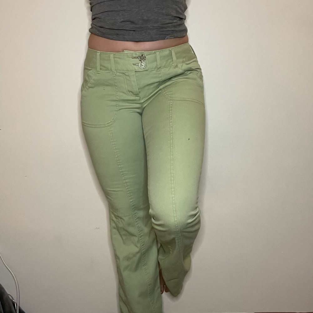 Vintage pastel green flare pants